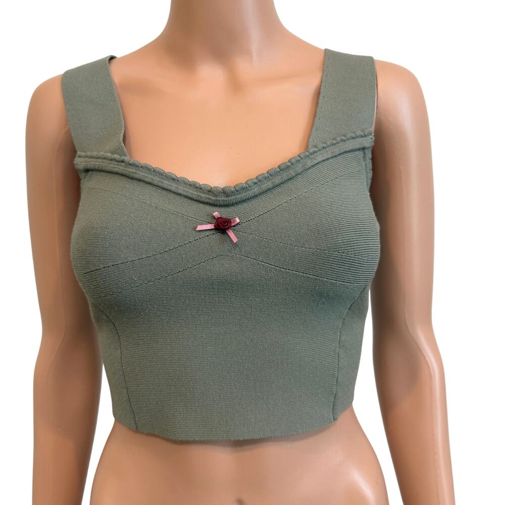 new Intimately Free People large rosette sleeveless knit crop top TS 3009